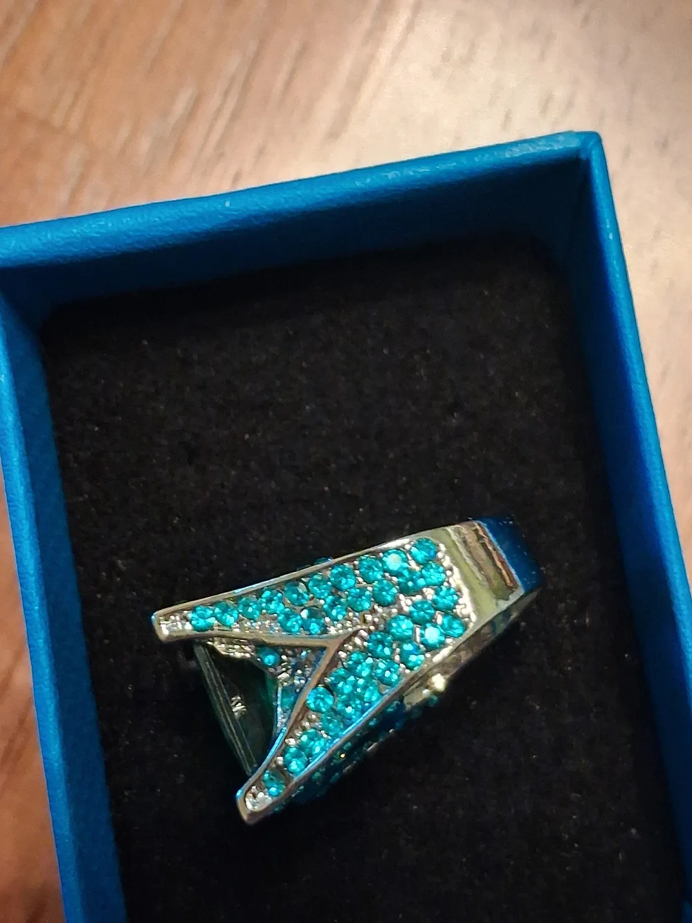 JTV Silver Green Cubic Zirconia Cocktail Ring